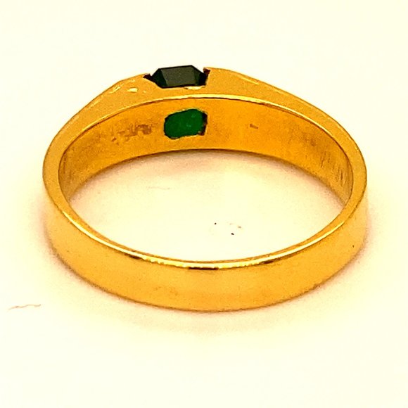 Emerald .50ct Solid 18K Yellow Gold Ring - Picture 5 of 7